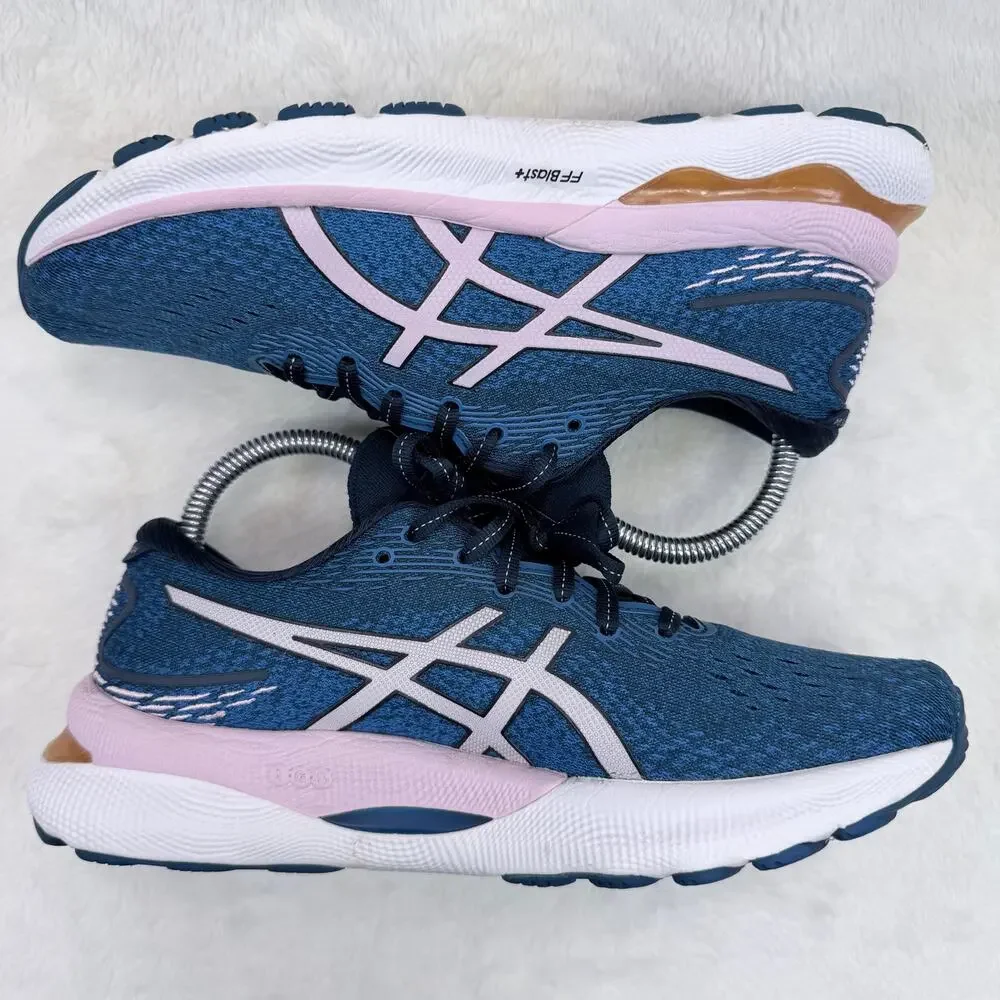 ASICS GEL-Nimbus 24 Womens Running Shoes French Blue Barely Rose Size 8